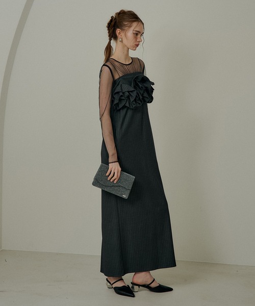 スーツ・フォーマル・ドレス Wavy frill bustier stripe dress M/short Wavy frill bustier stripe dress（ドレス）｜LE'RURE（リルアー）の