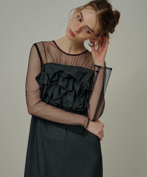 Wavy frill bustier stripe dress（ドレス）｜LE'RURE（リルアー）の