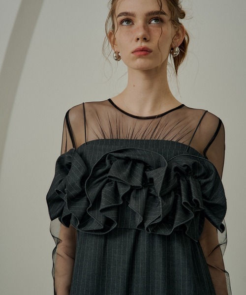 Wavy frill bustier stripe dress（ドレス）｜LE'RURE（リルアー）の