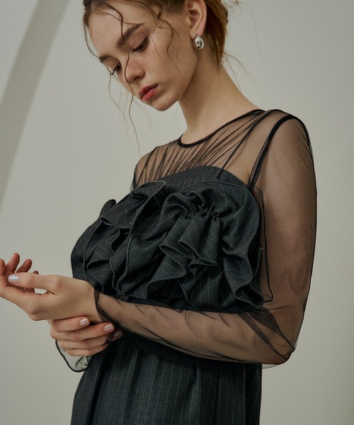 Wavy frill bustier stripe dress（ドレス）｜LE'RURE（リルアー）の