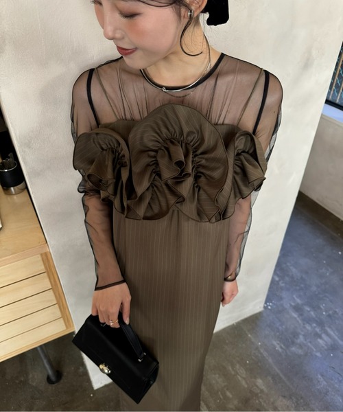 Wavy frill bustier stripe dress（ドレス）｜LE'RURE（リルアー）の