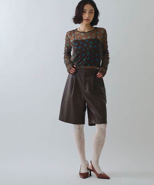 ELLEgirl（エルガール）の「ヴィーガンレザーハーフパンツ（その他パンツ・レディース・ブラック/ブラウン・M/S）」の5枚目の写真