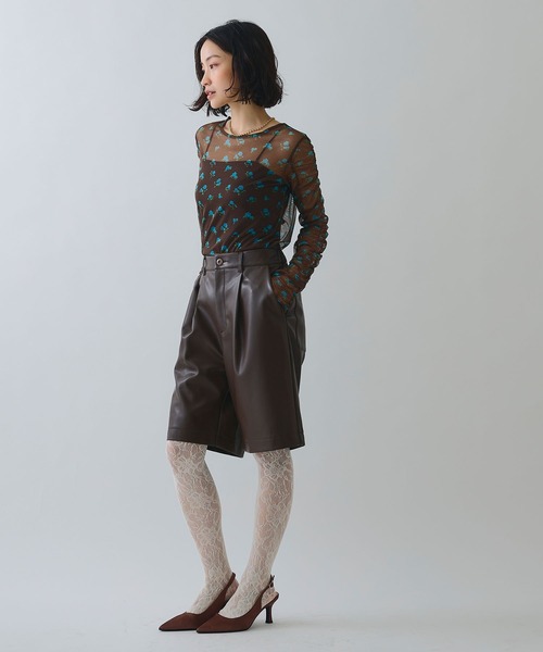 ELLEgirl（エルガール）の「ヴィーガンレザーハーフパンツ（その他パンツ・レディース・ブラック/ブラウン・M/S）」の7枚目の写真