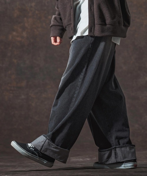 Jih Nunc（ジーヌンク）の「mp14002-11.5ozデニムロールアップ加工ワイドパンツ(JIH-R1136)（デニムパンツ・メンズ・ブルー/ブラック/インディゴブルー・L/M/S）」の2枚目の写真