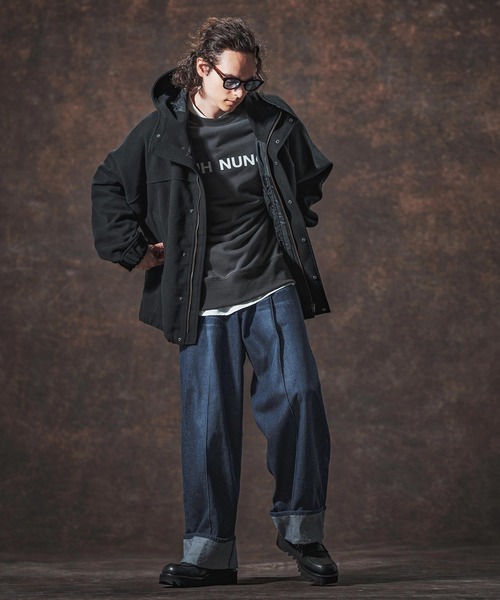 Jih Nunc（ジーヌンク）の「mp14002-11.5ozデニムロールアップ加工ワイドパンツ(JIH-R1136)（デニムパンツ・メンズ・ブルー/ブラック/インディゴブルー・L/M/S）」の7枚目の写真