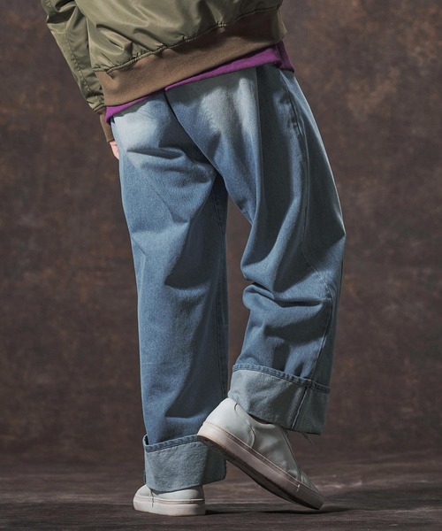 Jih Nunc（ジーヌンク）の「mp14002-11.5ozデニムロールアップ加工ワイドパンツ(JIH-R1136)（デニムパンツ・メンズ・ブルー/ブラック/インディゴブルー・L/M/S）」の11枚目の写真