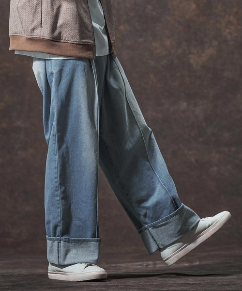 Jih Nunc（ジーヌンク）の「mp14002-11.5ozデニムロールアップ加工ワイドパンツ(JIH-R1136)（デニムパンツ・メンズ・ブルー/ブラック/インディゴブルー・L/M/S）」の12枚目の写真