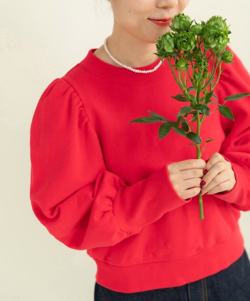 CHILD WOMAN（チャイルドウーマン）の「アメリカンドライ裏毛 ボリューム袖プルオーバー（Tシャツ/カットソー・レディース・ネイビー/グレー/レッド・FREE）」の3枚目の写真