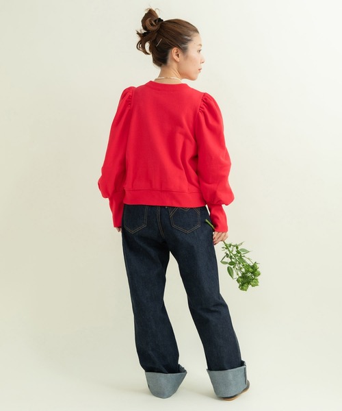 CHILD WOMAN（チャイルドウーマン）の「アメリカンドライ裏毛 ボリューム袖プルオーバー（Tシャツ/カットソー・レディース・ネイビー/グレー/レッド・FREE）」の13枚目の写真