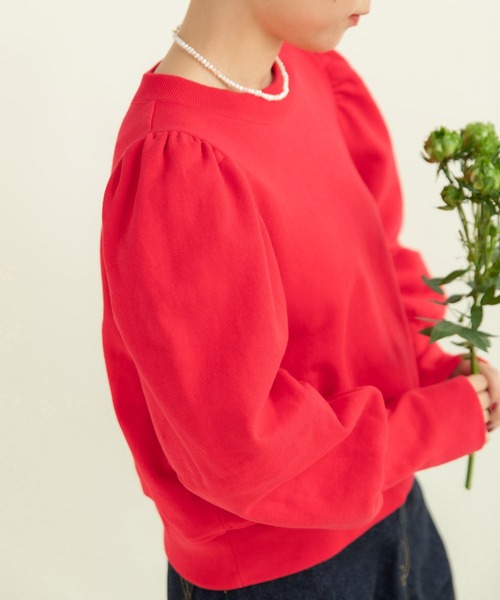 CHILD WOMAN（チャイルドウーマン）の「アメリカンドライ裏毛 ボリューム袖プルオーバー（Tシャツ/カットソー・レディース・ネイビー/グレー/レッド・FREE）」の5枚目の写真