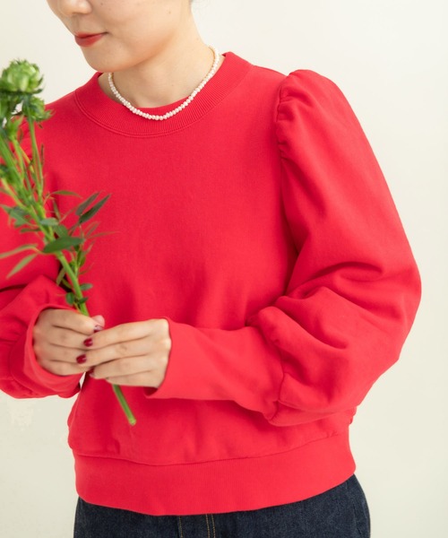 CHILD WOMAN（チャイルドウーマン）の「アメリカンドライ裏毛 ボリューム袖プルオーバー（Tシャツ/カットソー・レディース・ネイビー/グレー/レッド・FREE）」の4枚目の写真