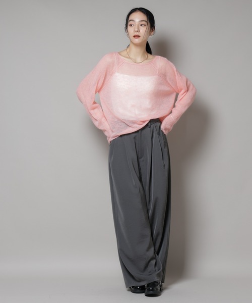 NANO universe(ナノユニバース)の「モヘヤ混天竺シアーニット(ニット/セーター・レディース・チャコール/ピンク/オフホワイト・FREE)」の15枚目の写真