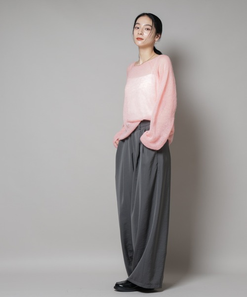 NANO universe(ナノユニバース)の「モヘヤ混天竺シアーニット(ニット/セーター・レディース・チャコール/ピンク/オフホワイト・FREE)」の17枚目の写真