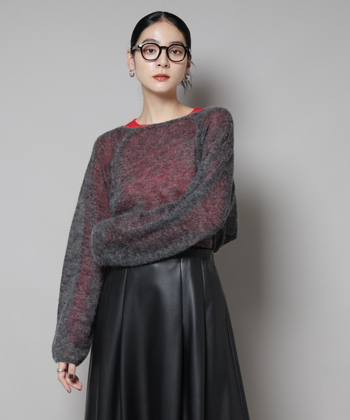 NANO universe(ナノユニバース)の「モヘヤ混天竺シアーニット(ニット/セーター・レディース・チャコール/ピンク/オフホワイト・FREE)」の18枚目の写真