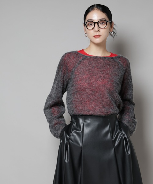 NANO universe(ナノユニバース)の「モヘヤ混天竺シアーニット(ニット/セーター・レディース・チャコール/ピンク/オフホワイト・FREE)」の19枚目の写真