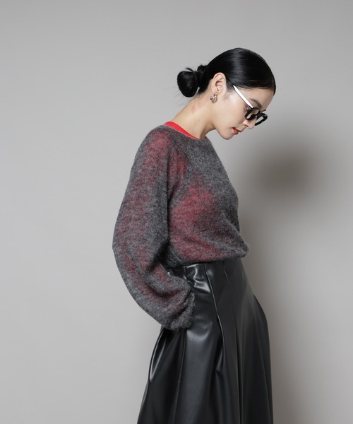 NANO universe(ナノユニバース)の「モヘヤ混天竺シアーニット(ニット/セーター・レディース・チャコール/ピンク/オフホワイト・FREE)」の20枚目の写真