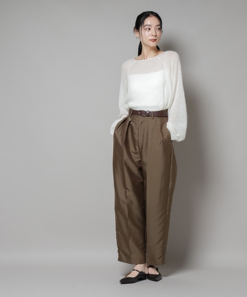 NANO universe(ナノユニバース)の「モヘヤ混天竺シアーニット(ニット/セーター・レディース・チャコール/ピンク/オフホワイト・FREE)」の7枚目の写真