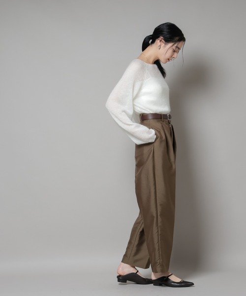 NANO universe(ナノユニバース)の「モヘヤ混天竺シアーニット(ニット/セーター・レディース・チャコール/ピンク/オフホワイト・FREE)」の9枚目の写真