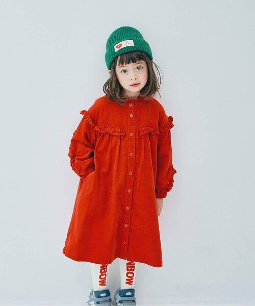 p.premier（ピードットプルミエ）の「【リンク/ジュニア対応】フリルブラウスワンピース（シャツワンピース・キッズ・ブルー/ブラック/レッド/グリーン・80/90/100/110/120/130/140）」の4枚目の写真
