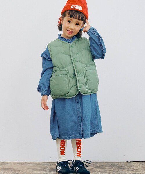 p.premier（ピードットプルミエ）の「【リンク/ジュニア対応】フリルブラウスワンピース（シャツワンピース・キッズ・ブルー/ブラック/レッド/グリーン・80/90/100/110/120/130/140）」の3枚目の写真