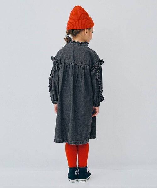 p.premier（ピードットプルミエ）の「【リンク/ジュニア対応】フリルブラウスワンピース（シャツワンピース・キッズ・ブルー/ブラック/レッド/グリーン・80/90/100/110/120/130/140）」の6枚目の写真