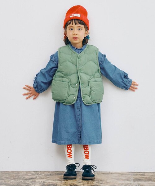 p.premier（ピードットプルミエ）の「【リンク/ジュニア対応】フリルブラウスワンピース（シャツワンピース・キッズ・ブルー/ブラック/レッド/グリーン・80/90/100/110/120/130/140）」の8枚目の写真