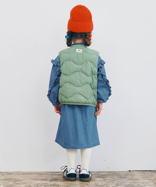 p.premier（ピードットプルミエ）の「【リンク/ジュニア対応】フリルブラウスワンピース（シャツワンピース・キッズ・ブルー/ブラック/レッド/グリーン・80/90/100/110/120/130/140）」の9枚目の写真