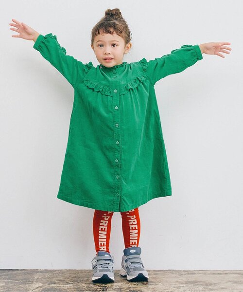 p.premier（ピードットプルミエ）の「【リンク/ジュニア対応】フリルブラウスワンピース（シャツワンピース・キッズ・ブルー/ブラック/レッド/グリーン・80/90/100/110/120/130/140）」の10枚目の写真