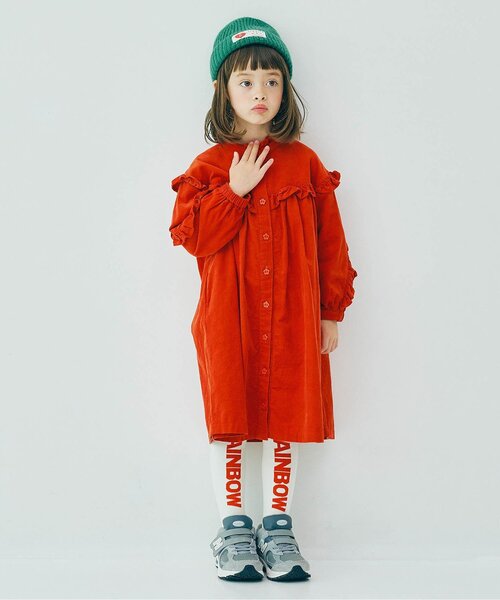 p.premier（ピードットプルミエ）の「【リンク/ジュニア対応】フリルブラウスワンピース（シャツワンピース・キッズ・ブルー/ブラック/レッド/グリーン・80/90/100/110/120/130/140）」の14枚目の写真