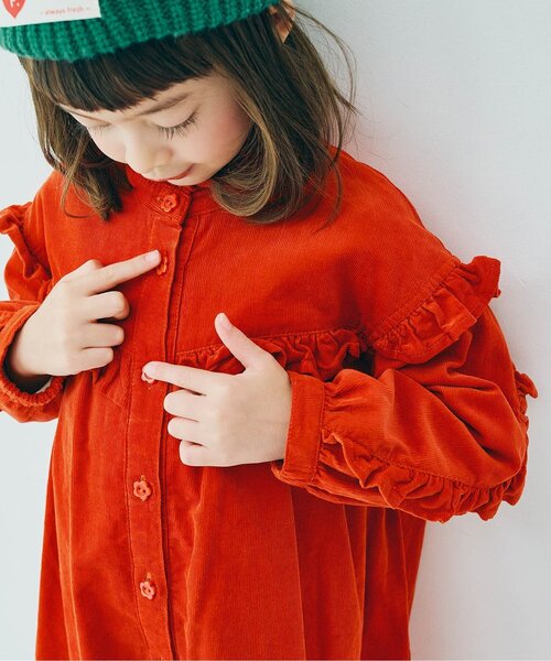 p.premier（ピードットプルミエ）の「【リンク/ジュニア対応】フリルブラウスワンピース（シャツワンピース・キッズ・ブルー/ブラック/レッド/グリーン・80/90/100/110/120/130/140）」の16枚目の写真