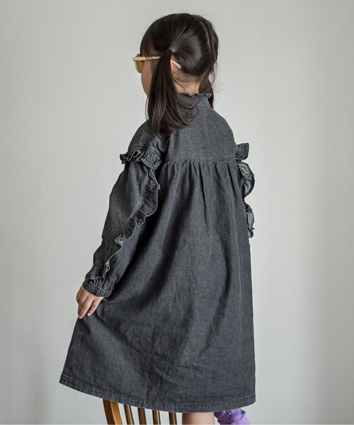 p.premier（ピードットプルミエ）の「【リンク/ジュニア対応】フリルブラウスワンピース（シャツワンピース・キッズ・ブルー/ブラック/レッド/グリーン・80/90/100/110/120/130/140）」の19枚目の写真