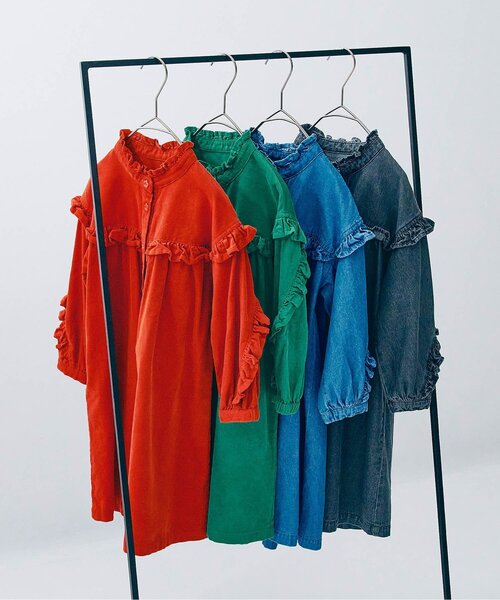 p.premier（ピードットプルミエ）の「【リンク/ジュニア対応】フリルブラウスワンピース（シャツワンピース・キッズ・ブルー/ブラック/レッド/グリーン・80/90/100/110/120/130/140）」の20枚目の写真