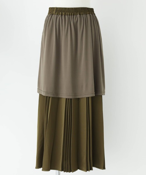 n'OrLABEL（ノアールレーベル）の「『サテンランダムプリーツスカート』（スカート・レディース・カーキ/テラコッタ・FREE）」の3枚目の写真