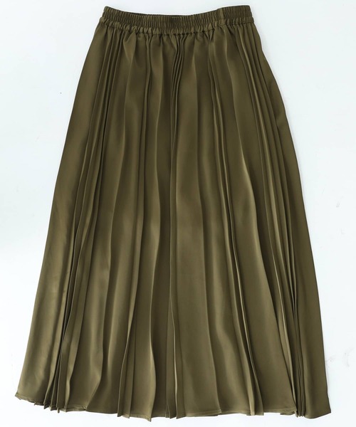 n'OrLABEL（ノアールレーベル）の「『サテンランダムプリーツスカート』（スカート・レディース・カーキ/テラコッタ・FREE）」の7枚目の写真