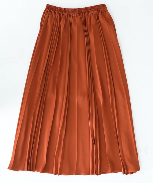 n'OrLABEL（ノアールレーベル）の「『サテンランダムプリーツスカート』（スカート・レディース・カーキ/テラコッタ・FREE）」の8枚目の写真