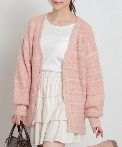 UNUSED ピンク グラデーションVネック カーディガン　モヘア　2 UNUSED ピンク グラデーションVネック カーディガン モヘア 2 UNUSED