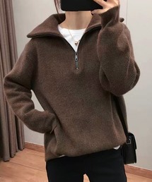 ハーフジップ」に該当するニット/セーター（ブラウン/茶色系