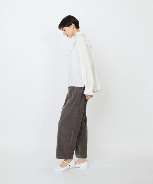 LOISIR（ロワズィール）の「グランジリネンフリルディテールブラウス（シャツ/ブラウス・レディース・ブラウン/ホワイト・FREE）」の14枚目の写真