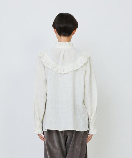 LOISIR（ロワズィール）の「グランジリネンフリルディテールブラウス（シャツ/ブラウス・レディース・ブラウン/ホワイト・FREE）」の18枚目の写真
