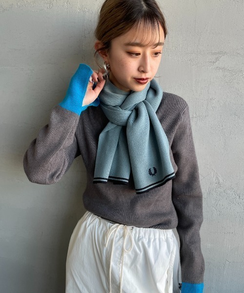 【NASA】【未使用】フレッドペリー FRED PERRY マフラー FRED PERRY フレッドペリー マフラー PATCH BRND RIB SCARF