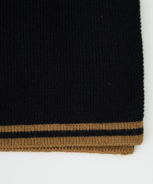 新品　フレッドペリー　Fred Perry 黒 マフラー Twin Tipped Merino Wool Scarf(1SZ S77：BLACK / SHADED STONE