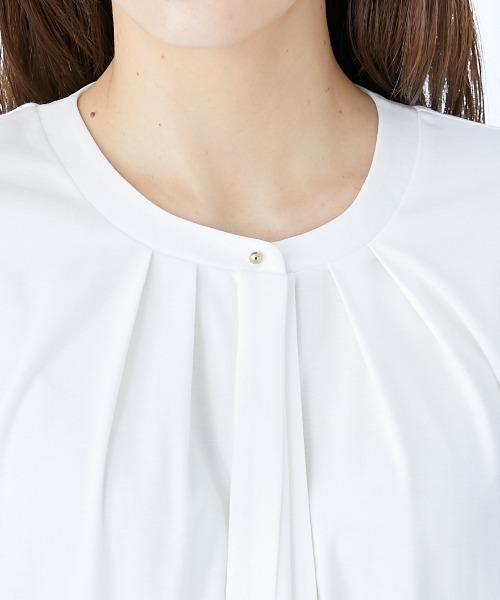 slattgir（スラットジール）の「タイ付カットソーノーカラーシャツ（トールサイズ）（シャツ/ブラウス・レディース・ネイビー/オフホワイト・TM/TL/TLL/T3L/T4L/T5L）」の15枚目の写真