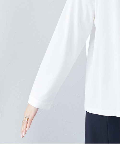 slattgir（スラットジール）の「タイ付カットソーノーカラーシャツ（トールサイズ）（シャツ/ブラウス・レディース・ネイビー/オフホワイト・TM/TL/TLL/T3L/T4L/T5L）」の16枚目の写真
