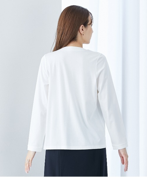 slattgir（スラットジール）の「タイ付カットソーノーカラーシャツ（トールサイズ）（シャツ/ブラウス・レディース・ネイビー/オフホワイト・TM/TL/TLL/T3L/T4L/T5L）」の20枚目の写真
