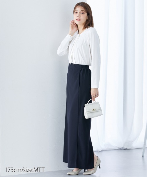 slattgir（スラットジール）の「タイ付カットソーノーカラーシャツ（トールサイズ）（シャツ/ブラウス・レディース・ネイビー/オフホワイト・TM/TL/TLL/T3L/T4L/T5L）」の22枚目の写真