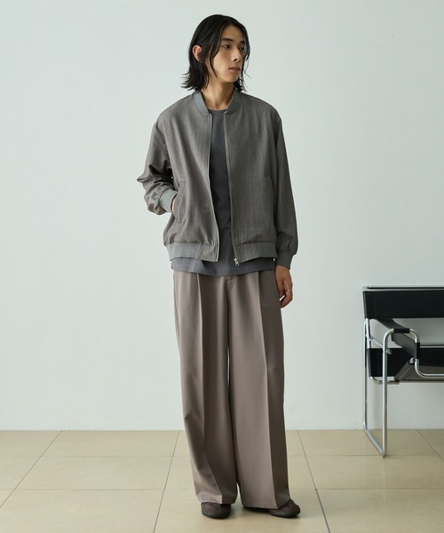 EMMA CLOTHES（エマクローズ）の「【セットアップ対応】TRストレッチ ルーズシルエット ミリタリーリブブルゾン（ブルゾン・メンズ・グレイッシュベージュ/ミックスグレー/ブラック/ダークグレー・L/M/S）」の7枚目の写真