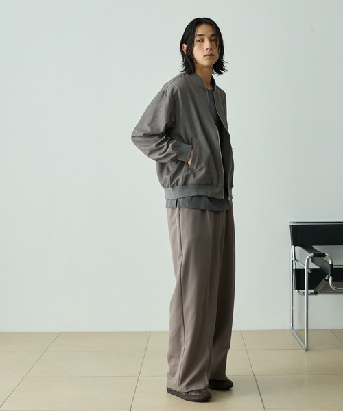 EMMA CLOTHES（エマクローズ）の「【セットアップ対応】TRストレッチ ルーズシルエット ミリタリーリブブルゾン（ブルゾン・メンズ・グレイッシュベージュ/ミックスグレー/ブラック/ダークグレー・L/M/S）」の8枚目の写真