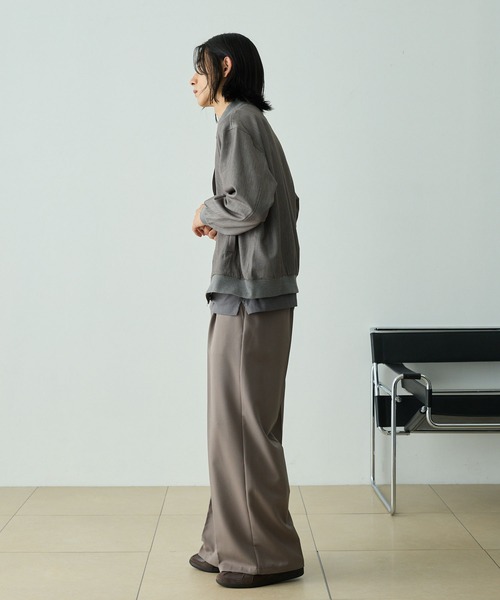 EMMA CLOTHES（エマクローズ）の「【セットアップ対応】TRストレッチ ルーズシルエット ミリタリーリブブルゾン（ブルゾン・メンズ・グレイッシュベージュ/ミックスグレー/ブラック/ダークグレー・L/M/S）」の17枚目の写真