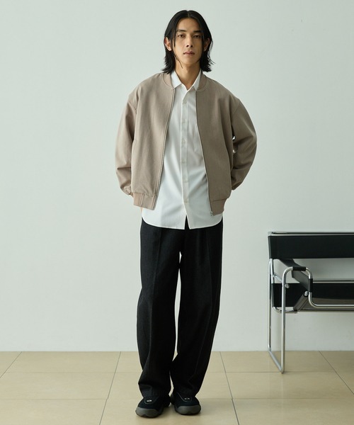 EMMA CLOTHES（エマクローズ）の「【セットアップ対応】TRストレッチ ルーズシルエット ミリタリーリブブルゾン（ブルゾン・メンズ・グレイッシュベージュ/ミックスグレー/ブラック/ダークグレー・L/M/S）」の20枚目の写真