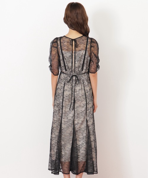 JILL by JILL STUART（ジルバイジルスチュアート）の「◇ラメコードレースバイカラードレス（ワンピース・レディース・ブラック/ピンク・SMALL/MEDIUM）」の6枚目の写真